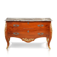 Buffet de commode en bois massif, 2 tiroirs, haut classique, marbre