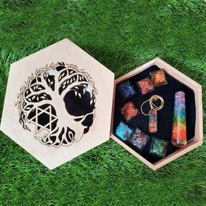 Chakra Orgone Kit Árbol DE LA VIDA Caja de madera Piedra curativa natural al por mayor para meditación y energía positiva Piedra preciosa Reiki - Product Image 1