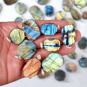 Pendentif Multi-Labradorite 22ct Plaqué Or Jaune Vierge Marie Image Quartz Naturel Cristal Tranche Point de Guérison Pendentif-Bulk - Product Image 6