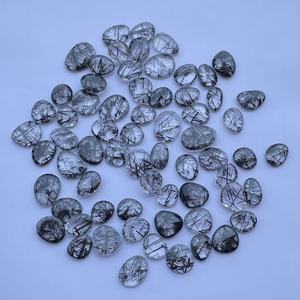 10mm 20mm pierre de Quartz rutile noir naturel taille libre Rose coupe Polki tranches pierre précieuse Semi précieuse pour la fabrication de bijoux bagues - Product Image 3