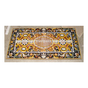 Plateaux de table basse exclusifs en marbre noir fait main Pietra Dura - Product Image 1