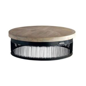 Table basse d'appoint Mayco Industrial Design avec structure en fer et plateau en bois, style tronc d'arbre, finition antique, mobilier de maison - Product Image 1