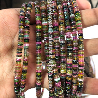Perles de pierre naturelle multi-tourmaline facettées Heishi en forme de pneu de 5 mm et 7 mm, fil de perles, dernier design, qualité AAA, bijoux perlés raffinés
