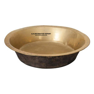 Cuenco redondo de latón para servir, con acabado antiguo ensaladera de mesa, centro de mesa de Metal exterior - Product Image 1