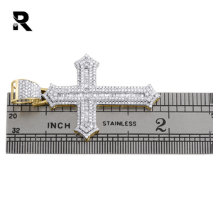 Mặt Dây Chuyền Kim Cương <span class=keywords><strong>Baguette</strong></span>, Mặt Dây Chuyền Chữ Thập Kim Cương Vàng 1 CT 14K - Product Image 3