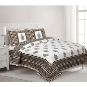 Al por mayor tamaño Jaipuri sábanas de cama floral impresión 100% algodón suave hoja de cama con fundas de almohada