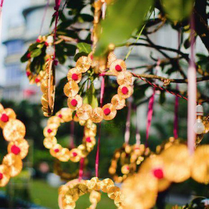 Flor de Gota hecha a mano India pompón colgante boda jardín Mandap Haldi Navidad Acción de Gracias decoración plantas artificiales vegetación - Product Image 1