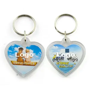 Porte-clés en acrylique Transparent, fait main, Photo, coeur, bricolage