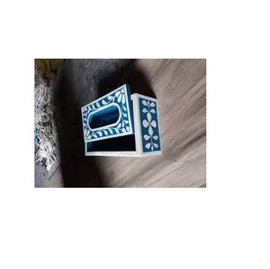 Boîte à serviettes décorative en incrustation d'os bleu faite à la main porte-mouchoirs emballés en carton à vendre Artisanat - Product Image 5