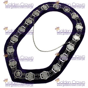 ห่วงโซ่เข็มทิศอิฐสี่เหลี่ยมปกโลหะชุบเงินกำมะหยี่สีน้ำเงิน - Product Image 4