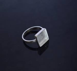 Impression ravissante 10 MM forme carrée plaine pince bande 925 en argent Sterling lunette tasse anneau blanc gemmes réglage bijoux fins - Product Image 3