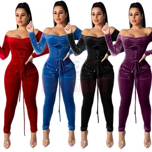 Velvate Women Cloths Fall Winter Apparel 2022 Clothing Crop Top Two Ladies Wholesale Sweat Suits