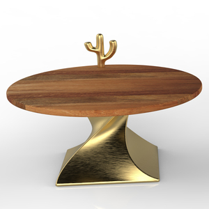 Soporte decorativo de madera con tira de Metal para pasteles, expositor de madera Natural de lujo, diseño moderno y elegante, soporte para pasteles para boda - Product Image 1