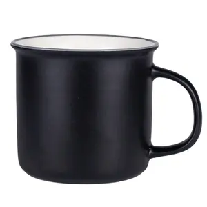 Coffee Cups Wholesale Ceramic 8oz 12oz 14oz Enamel Looks Mug Sublimation Custom Matte Black Mugs Personality Promotional Gift