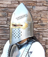 Casque de chevaliers médiéval 18G, armure en acier argenté avec impression UV et numérique, technique plaquée