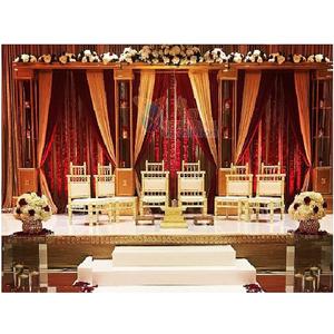 Chaises mandala en bois, 4 pièces, de style traditionnel, fini blanc, idéal pour les cérémonies de mariage, livraison gratuite - Product Image 1