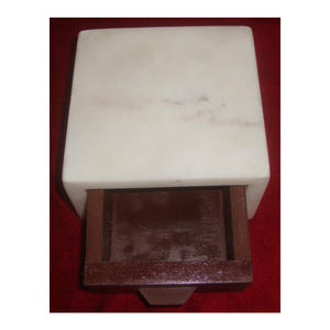 Caja de madera para uso doméstico, cajón hecho con mármol liso, artesanos indios - Product Image 1