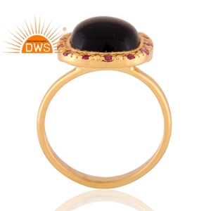 Anillo de Ónice Negro Rubí, Proveedores de Anillos de Plata de Ley 925 Chapados en Oro de 18k Hechos a Mano, Joyería de Colección Clásica - Product Image 3