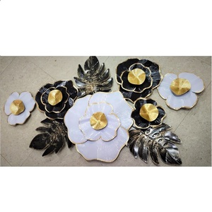 ร้อนขายใหม่โรงงานขายส่งหรูหราภายในบ้านห้องนอนห้องนั่งเล่นดัดเหล็กโลหะดอกไม้ตกแต่งผนังศิลปะนาฬิกา - Product Image 3