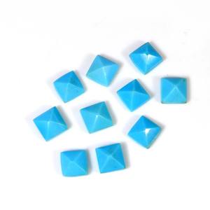 Lote de 10 Piedras Preciosas Sueltas de Turquesa Americana de 6 mm, Corte Piramidal Cuadrado, 9 Quilates, Naturales para la Fabricación de Joyas - Product Image 5