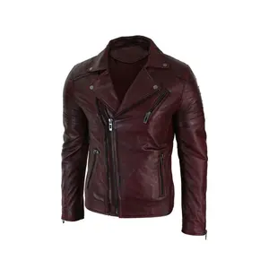 ผู้ชายหนัง Pu แฟชั่นหนังรูดซิปออกแบบสะดวกสบาย-แจ็คเก็ตหนังที่มีสีที่กำหนดเอง - Product Image 1