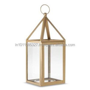 Suministro directo de fábrica Interior y exterior Hierro Vidrio Metal Mesa Linterna con logotipo personalizado Decoración para el hogar Portavelas de Navidad - Product Image 3