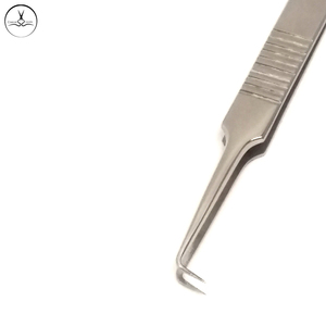 Pinzas de pestañas de acero inoxidable con logotipo personalizado profesional al por mayor nuevo diseño extensión de pestañas inclinadas fibra puntiaguda privada - Product Image 3
