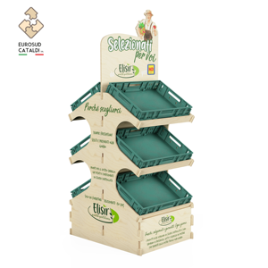 Espositore in legno EUROSUD Made in Italy in betulla altezza 185 cm per frutta e verdura e supermercati - Product Image 1