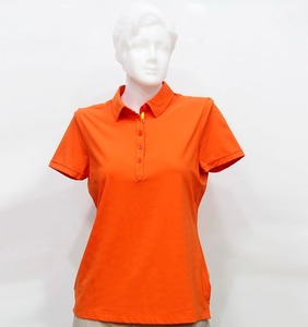 Orange Ladies T-<b>Shirt</b> Custom Design for <b>Polo</b> Neck Short <b>Sleeves</b> <b>Long</b> Length Breathable Knitted Fabric Bangladesh Logo Casual - Product Image 4