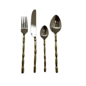 Couverts de table tendance, 24 pièces avec poignée en métal, noir, en acier inoxydable, argent, vaisselle de table, vaisselle Design tendance - Product Image 5