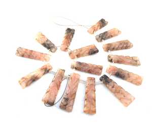 Gema de Rodonita Natural de 15 piezas, tallado en forma elegante, cuentas cortadas para fabricación de joyas, pulsera y collar - Product Image 5