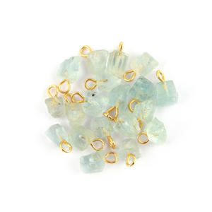 Eautiful-conector de piedra de Aguamarina en bruto natural, piedra de nacimiento de piedra preciosa chapada en oro/plata, hecho a medida - Product Image 1