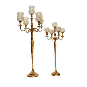 Chandelier cheminée en cristal doré à cinq bras, chandelier en vente - Product Image 1