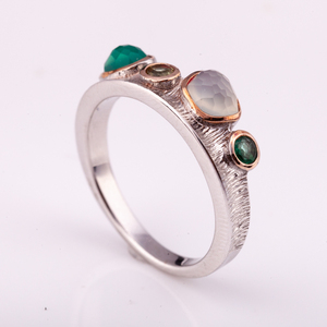 Sanq — argent plaqué argent 925 avec Agate verte naturelle, calcédoine verte émeraude, haute qualité de thaïlande - Product Image 4