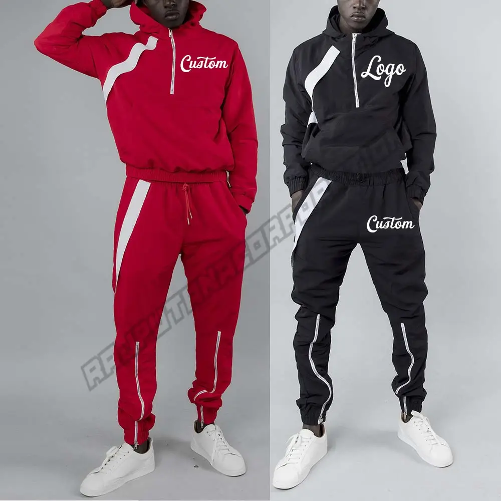 Design Your Own GYM Tracksuit 2022 Two Piece Sets Mens Fitted POLY Tracksuit down Stripe set - Sweat suit / slim fit jumpsuit