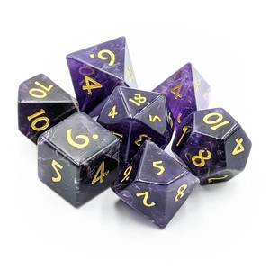 ลูกเต๋าหินอเมทิสต์,ชุดลูกเต๋าหินคริสตัลแกะสลักหินธรรมชาติไวกิ้งกำหนดได้เอง - Product Image 1