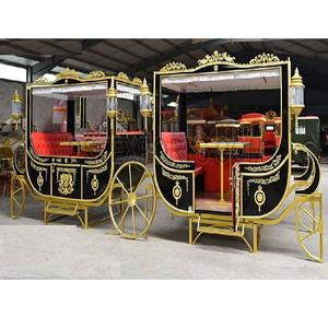 Charrette royale pour restaurants, calèche moderne de luxe tirée par des chevaux, construction en métal et bois pour mariage, concert - Product Image 1