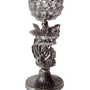 T-Lite Argent Cristal Aluminium Folk Art Indien Bougeoir Plaqué pour Décoration de Maison ou Cadeau Donner - Product Image 1