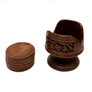 Sous-verres à thé en bois faits à la main, ensemble de sous-verres à thé en bois faits à la main pour cuisine/salle à manger, sous-verres bruns de forme personnalisée - Product Image 3