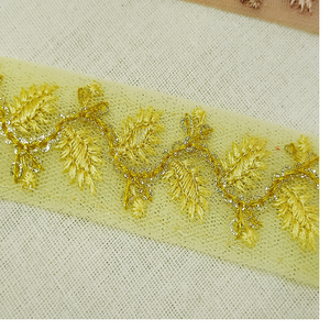 Customized <b>Gold</b> Hand Embroidered Floral & Ethnic Indian Them <b>Ribbons</b> & Laces in Assorted Sizes and Colors for Wedding Dress Desi - Product Image 5