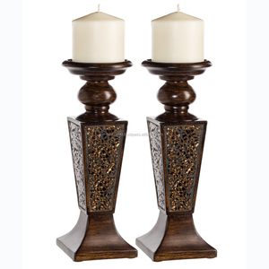 Ensemble de 3 bougeoirs en bois de mangue faits à la main, de luxe, sur mesure, en gros, provenant d'un fournisseur indien - Product Image 3