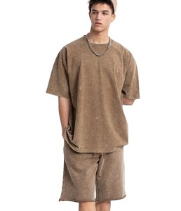 ขายส่งฤดูร้อนขนาดใหญ่100% ผ้าฝ้ายเสื้อยืดกางเกงขาสั้น2ชิ้นผู้ชายชุดสั้น - Product Image 6