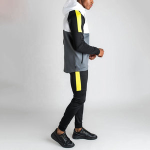 Ensemble survêtement pour hommes 2 pièces, costume de jogging, Design votre propre Logo personnalisé, en coton tech, panneaux bleus, survêtement, nouvelle collection 2020 - Product Image 2