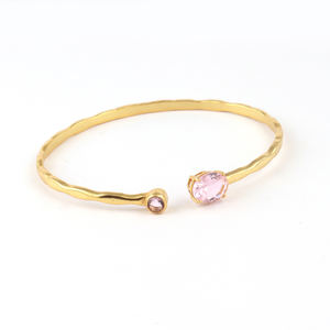 Good feedback faceted pink quartz hammer design bracelet <b>gold</b>/silver plated top selling customized adjustable <b>bangle</b> bracelet - Product Image 3