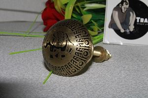 Bouton de poignée en laiton gravé et forme ronde de conception d'éléphant - Product Image 3