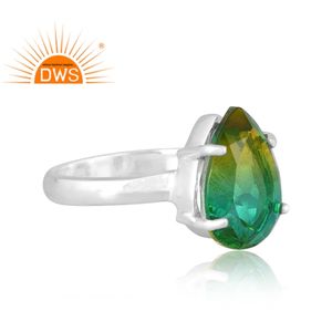 925 plata esterlina fina Natural Bio cromo diópsido doblete cuarzo piedra preciosa anillo apilable fabricante de joyas - Product Image 3