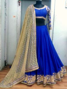 -ใหม่ --- สง่างาม-KOTI และ LEHENGA สำหรับงานปาร์ตี้-สวมใส่กับงาน Applique สำหรับงานปาร์ตี้/งานแต่งงาน = 2021 - Product Image 2