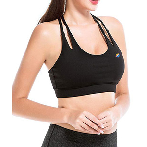 Soutien-gorge de sport sexy imprimé noir pour femme, en Spandex/Polyester, respirant et à séchage rapide - Product Image 1