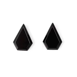 Top Selling 9x15mm Natural Nice Smooth Black Onyx Step Cut Gemstone Jewelry Making Loose Stone Flatback Cabochon For Earrings