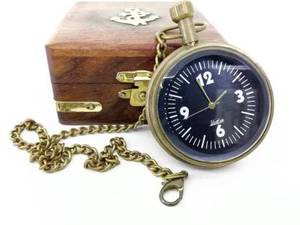 Reloj de Bolsillo Antiguo Tipo Gandhi de Latón con Cadena, Caja de Madera, Esfera Negra, Hecho a Mano, el Mejor Regalo para Padres, Madres, Hermanos, CALVIN - Product Image 2